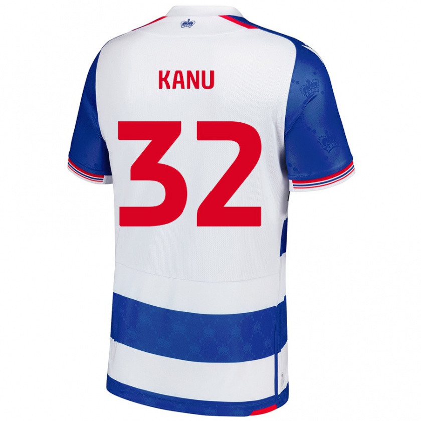 Kandiny Niño Camiseta Abraham Kanu #32 Azul Blanco 1ª Equipación 2024/25 La Camisa Chile