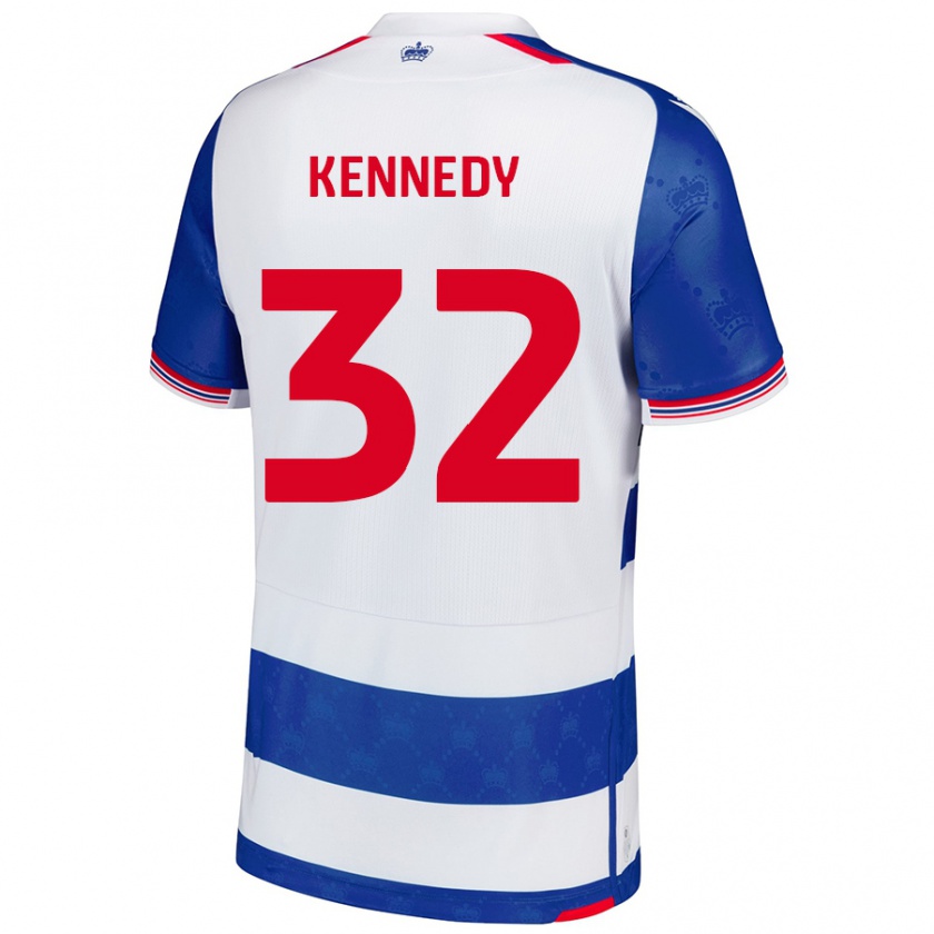 Kandiny Niño Camiseta Stevie Kennedy #32 Azul Blanco 1ª Equipación 2024/25 La Camisa Chile