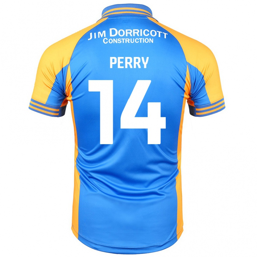 Kandiny Niño Camiseta Taylor Perry #14 Azul Ámbar 1ª Equipación 2024/25 La Camisa Chile