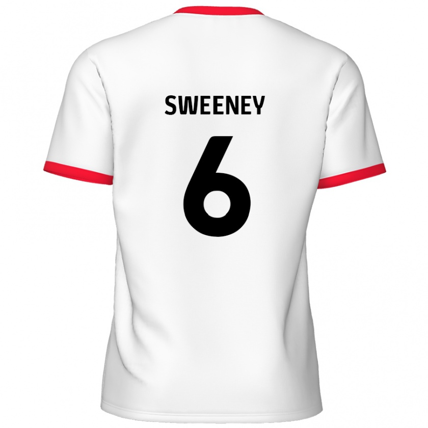 Kandiny Niño Camiseta Dan Sweeney #6 Blanco Rojo 1ª Equipación 2024/25 La Camisa Chile