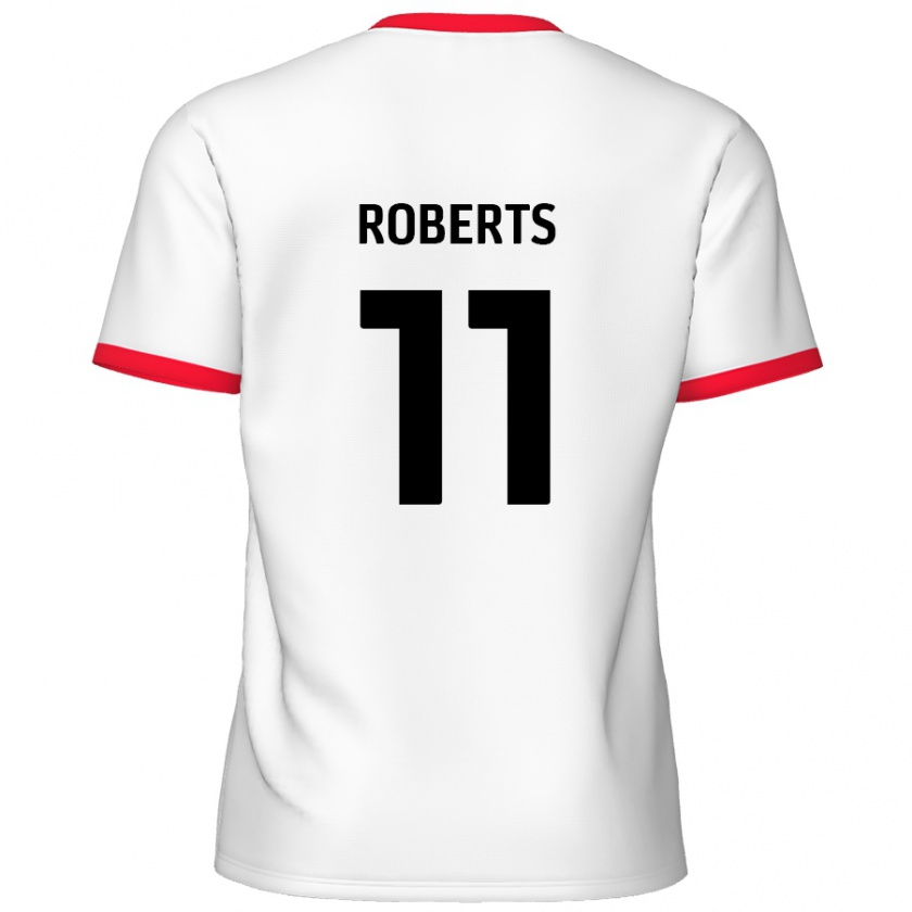 Kandiny Niño Camiseta Jordan Roberts #11 Blanco Rojo 1ª Equipación 2024/25 La Camisa Chile