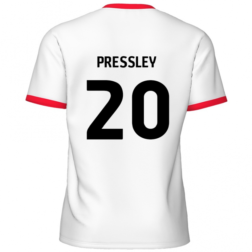 Kandiny Niño Camiseta Aaron Pressley #20 Blanco Rojo 1ª Equipación 2024/25 La Camisa Chile