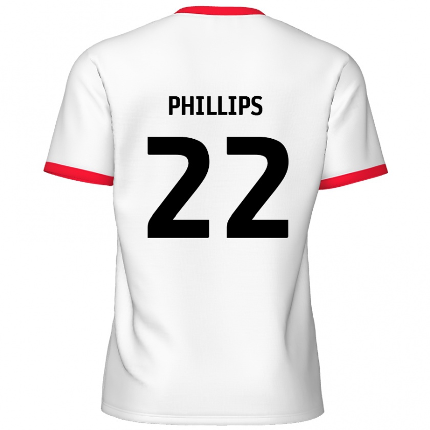 Kandiny Niño Camiseta Daniel Phillips #22 Blanco Rojo 1ª Equipación 2024/25 La Camisa Chile