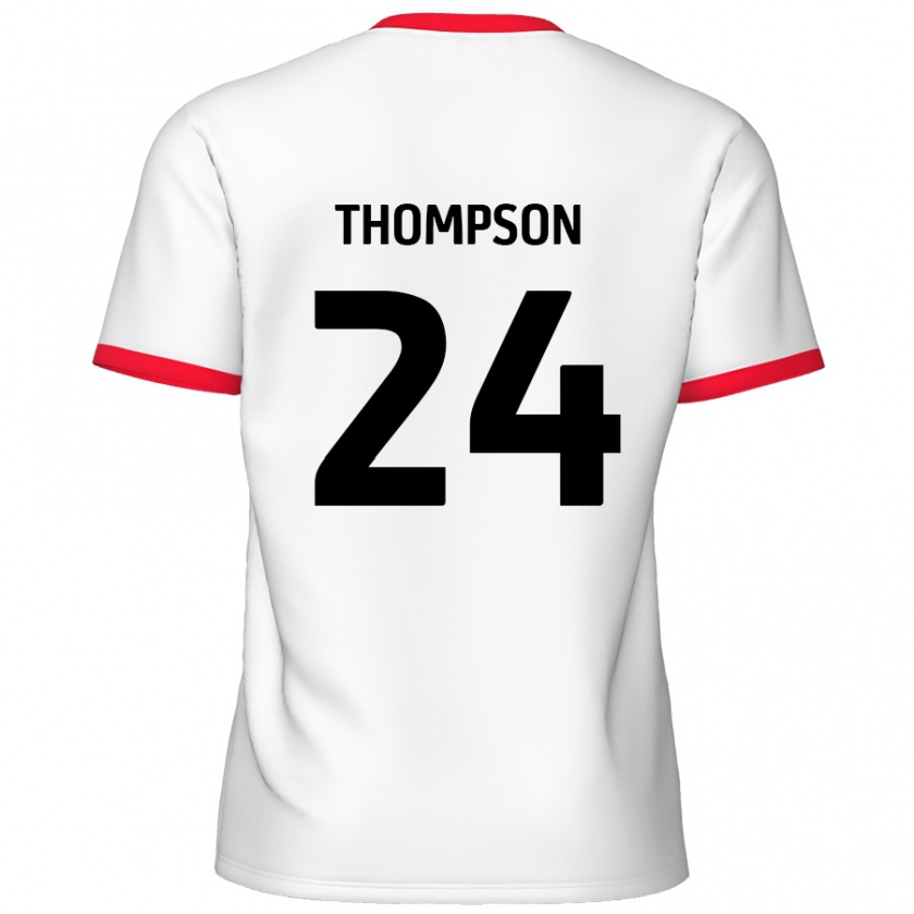 Kandiny Niño Camiseta Ben Thompson #24 Blanco Rojo 1ª Equipación 2024/25 La Camisa Chile