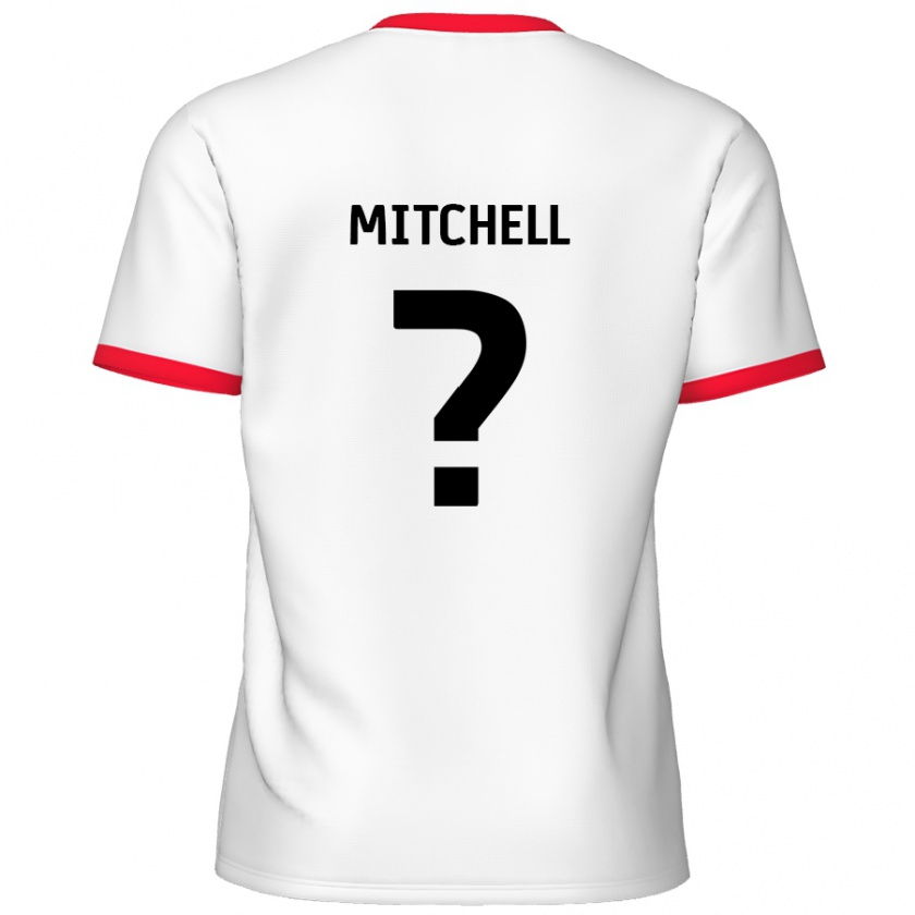 Kandiny Niño Camiseta Rylee Mitchell #0 Blanco Rojo 1ª Equipación 2024/25 La Camisa Chile