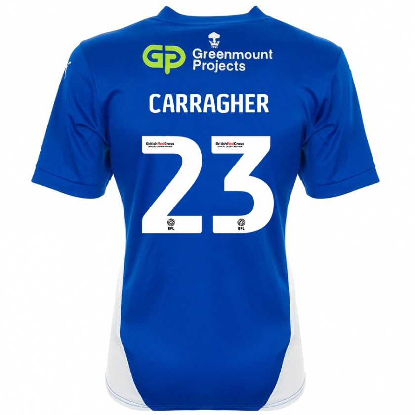 Kandiny Niño Camiseta James Carragher #23 Azul Blanco 1ª Equipación 2024/25 La Camisa Chile