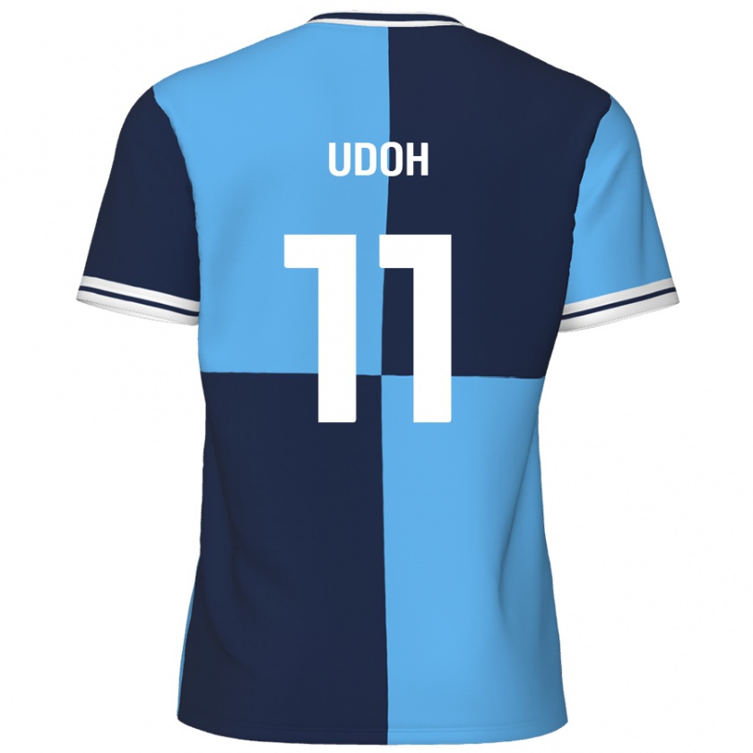 Kandiny Niño Camiseta Daniel Udoh #11 Azul Cielo Azul Oscuro 1ª Equipación 2024/25 La Camisa Chile