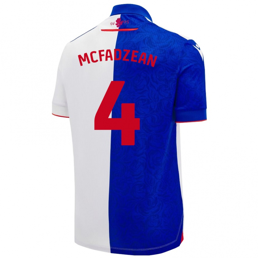 Kandiny Niño Camiseta Kyle Mcfadzean #4 Azul Cielo Blanco 1ª Equipación 2024/25 La Camisa Chile