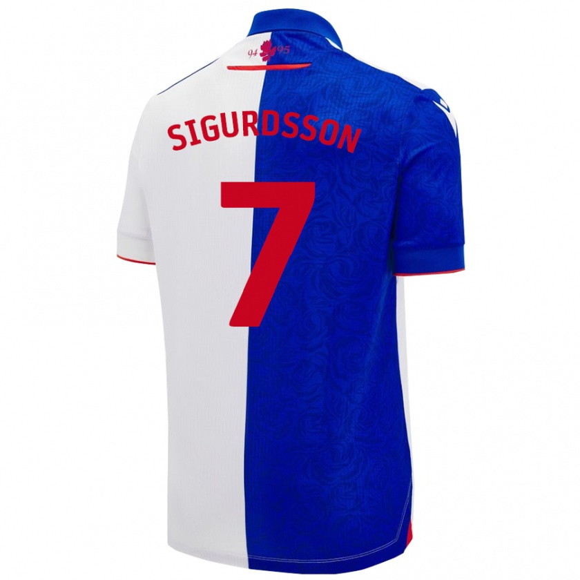 Kandiny Niño Camiseta Arnór Sigurdsson #7 Azul Cielo Blanco 1ª Equipación 2024/25 La Camisa Chile