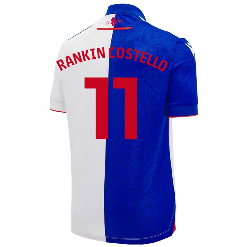 Kandiny Niño Camiseta Joe Rankin-Costello #11 Azul Cielo Blanco 1ª Equipación 2024/25 La Camisa Chile