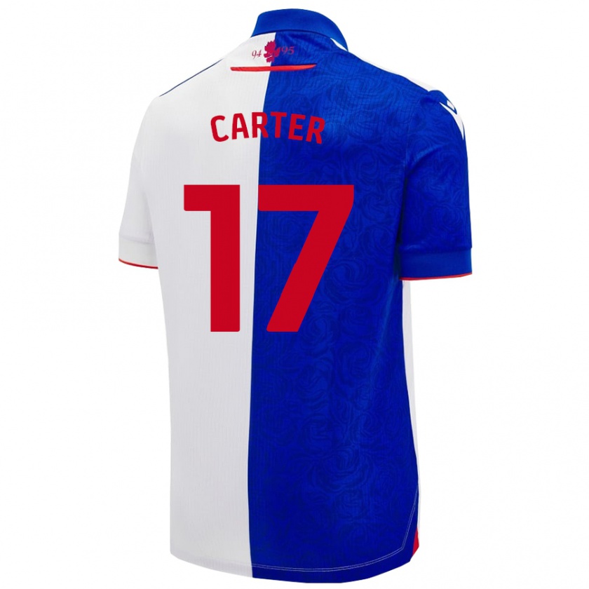 Kandiny Niño Camiseta Hayden Carter #17 Azul Cielo Blanco 1ª Equipación 2024/25 La Camisa Chile