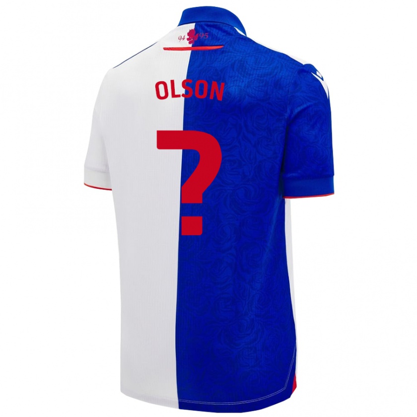 Kandiny Niño Camiseta Charlie Olson #0 Azul Cielo Blanco 1ª Equipación 2024/25 La Camisa Chile