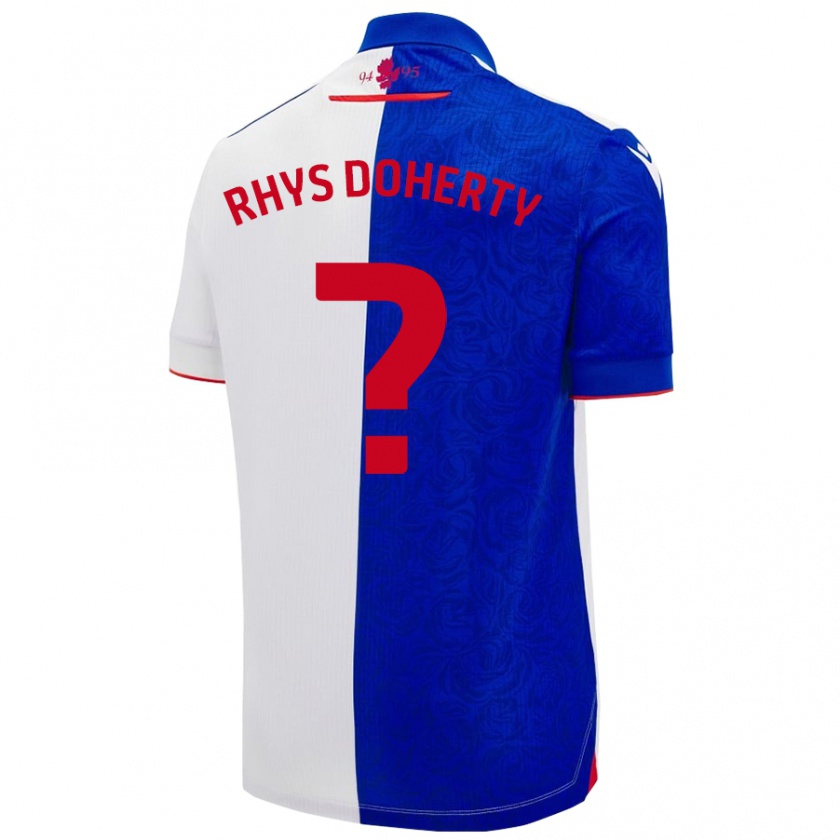 Kandiny Niño Camiseta Rhys Doherty #0 Azul Cielo Blanco 1ª Equipación 2024/25 La Camisa Chile