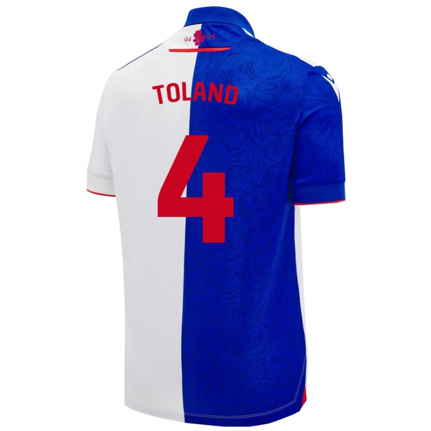 Kandiny Niño Camiseta Tyler Toland #4 Azul Cielo Blanco 1ª Equipación 2024/25 La Camisa Chile