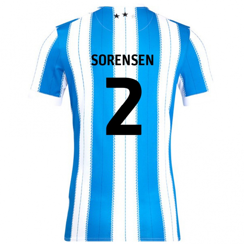 Kandiny Niño Camiseta Lasse Sørensen #2 Azul Blanco 1ª Equipación 2024/25 La Camisa Chile