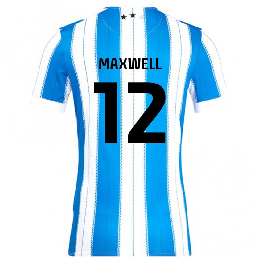 Kandiny Niño Camiseta Chris Maxwell #12 Azul Blanco 1ª Equipación 2024/25 La Camisa Chile