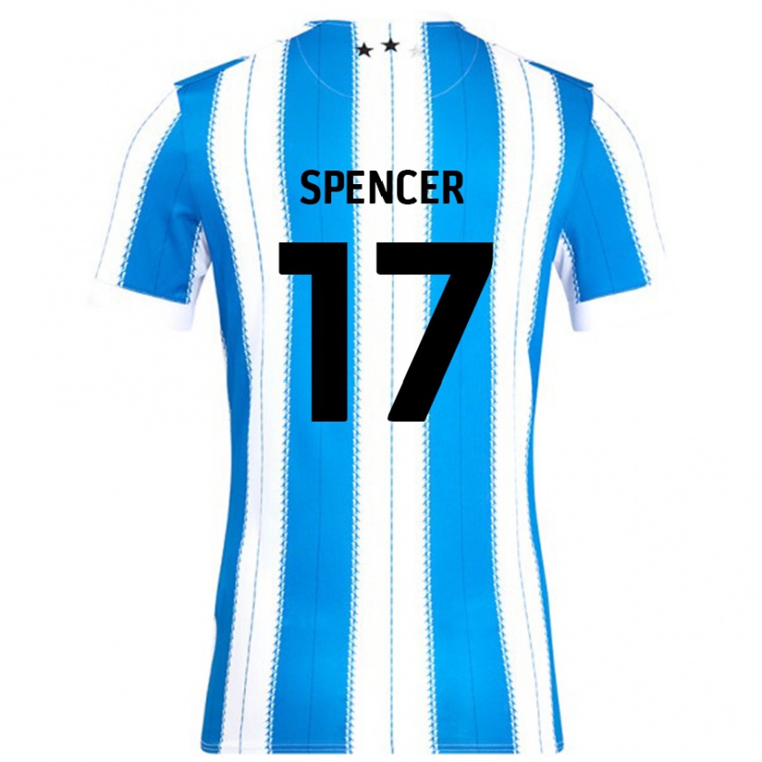 Kandiny Niño Camiseta Brodie Spencer #17 Azul Blanco 1ª Equipación 2024/25 La Camisa Chile