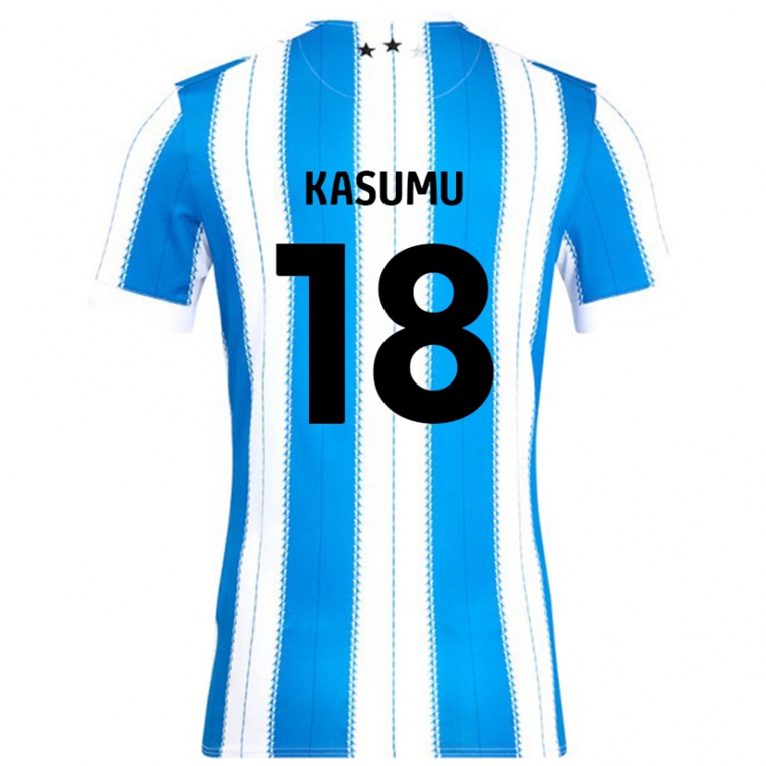 Kandiny Niño Camiseta David Kasumu #18 Azul Blanco 1ª Equipación 2024/25 La Camisa Chile