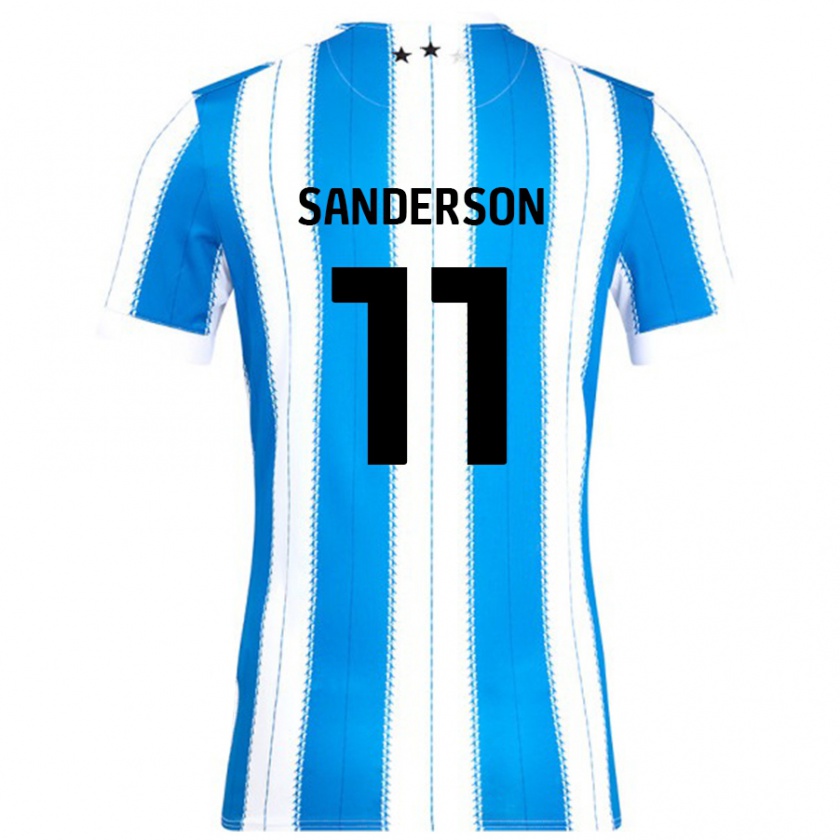 Kandiny Niño Camiseta Brittany Sanderson #11 Azul Blanco 1ª Equipación 2024/25 La Camisa Chile