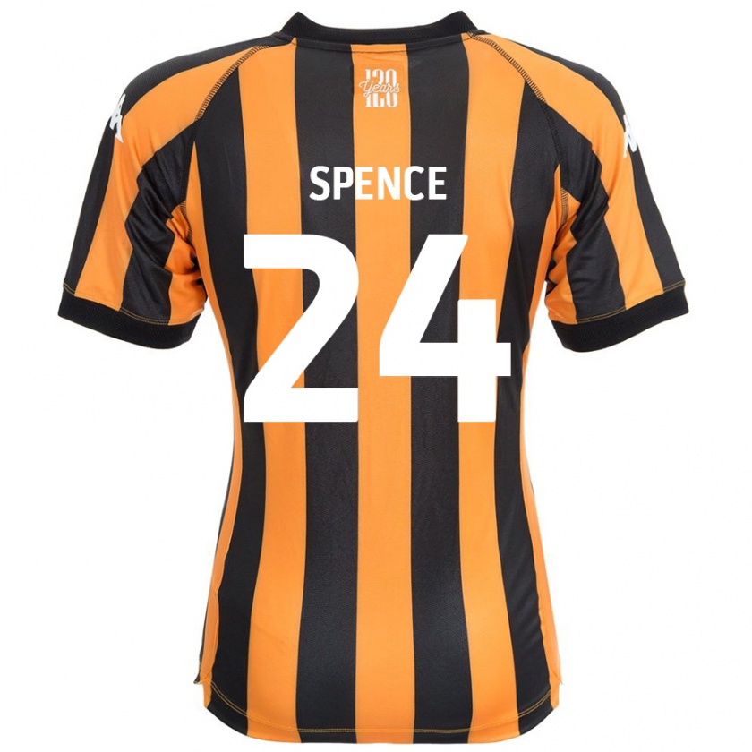 Kandiny Niño Camiseta Emily Spence #24 Negro Ámbar 1ª Equipación 2024/25 La Camisa Chile