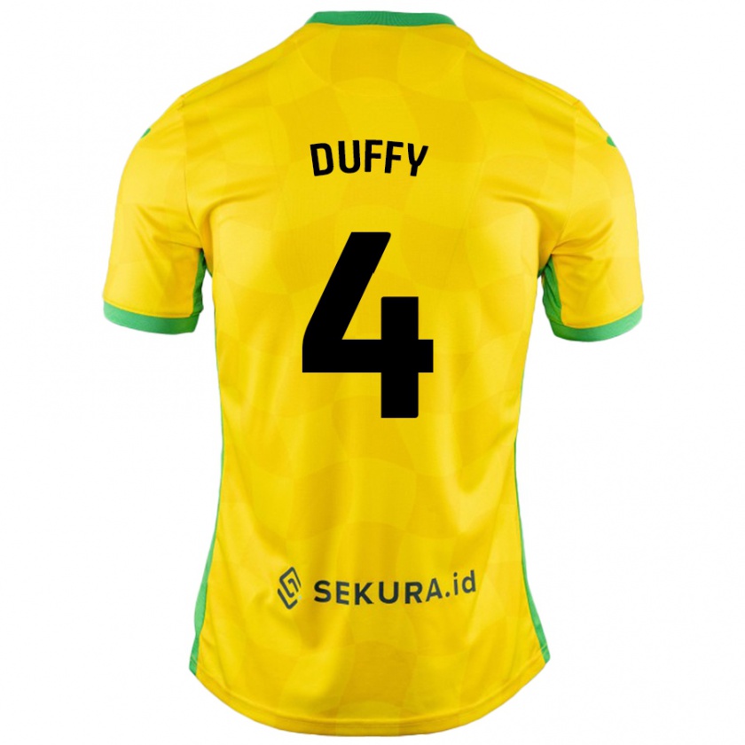 Kandiny Niño Camiseta Shane Duffy #4 Amarillo Verde 1ª Equipación 2024/25 La Camisa Chile