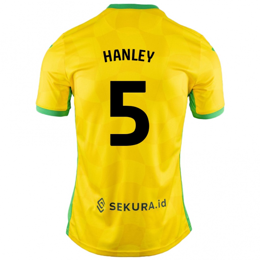 Kandiny Niño Camiseta Grant Hanley #5 Amarillo Verde 1ª Equipación 2024/25 La Camisa Chile