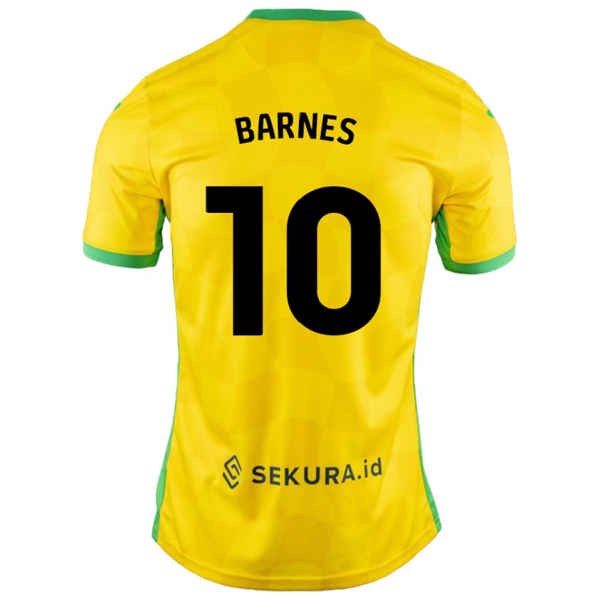 Kandiny Niño Camiseta Ashley Barnes #10 Amarillo Verde 1ª Equipación 2024/25 La Camisa Chile