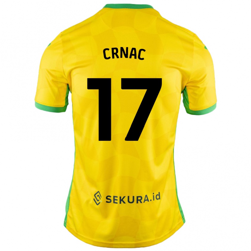 Kandiny Niño Camiseta Ante Crnac #17 Amarillo Verde 1ª Equipación 2024/25 La Camisa Chile