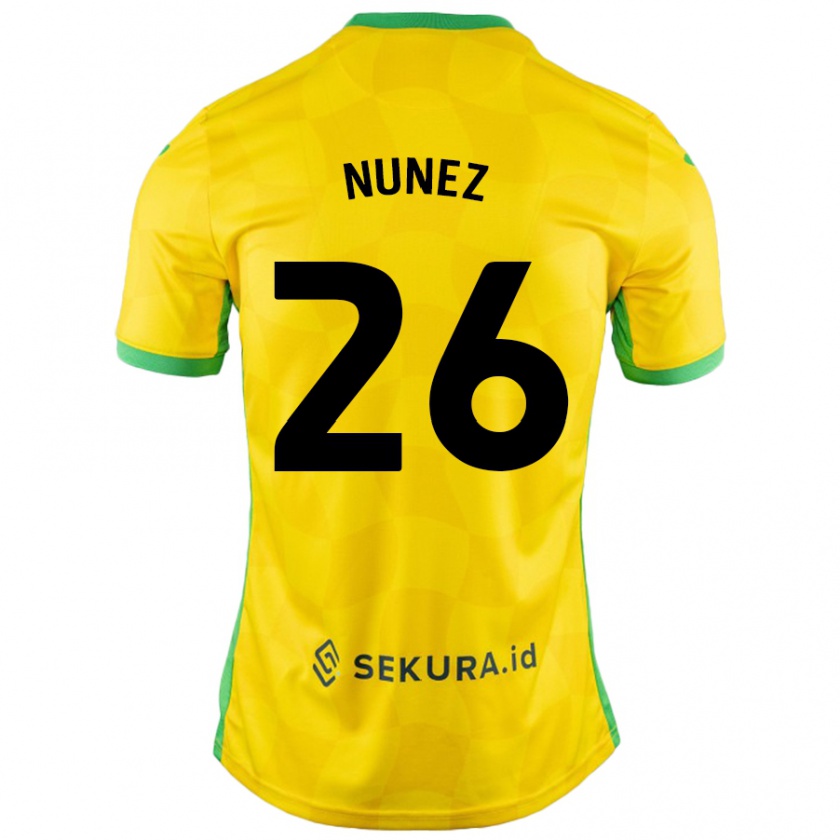 Kandiny Niño Camiseta Marcelino Núñez #26 Amarillo Verde 1ª Equipación 2024/25 La Camisa Chile