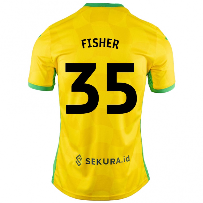 Kandiny Niño Camiseta Kellen Fisher #35 Amarillo Verde 1ª Equipación 2024/25 La Camisa Chile