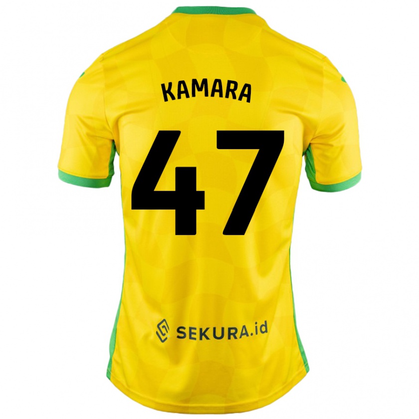 Kandiny Niño Camiseta Abu Kamara #47 Amarillo Verde 1ª Equipación 2024/25 La Camisa Chile