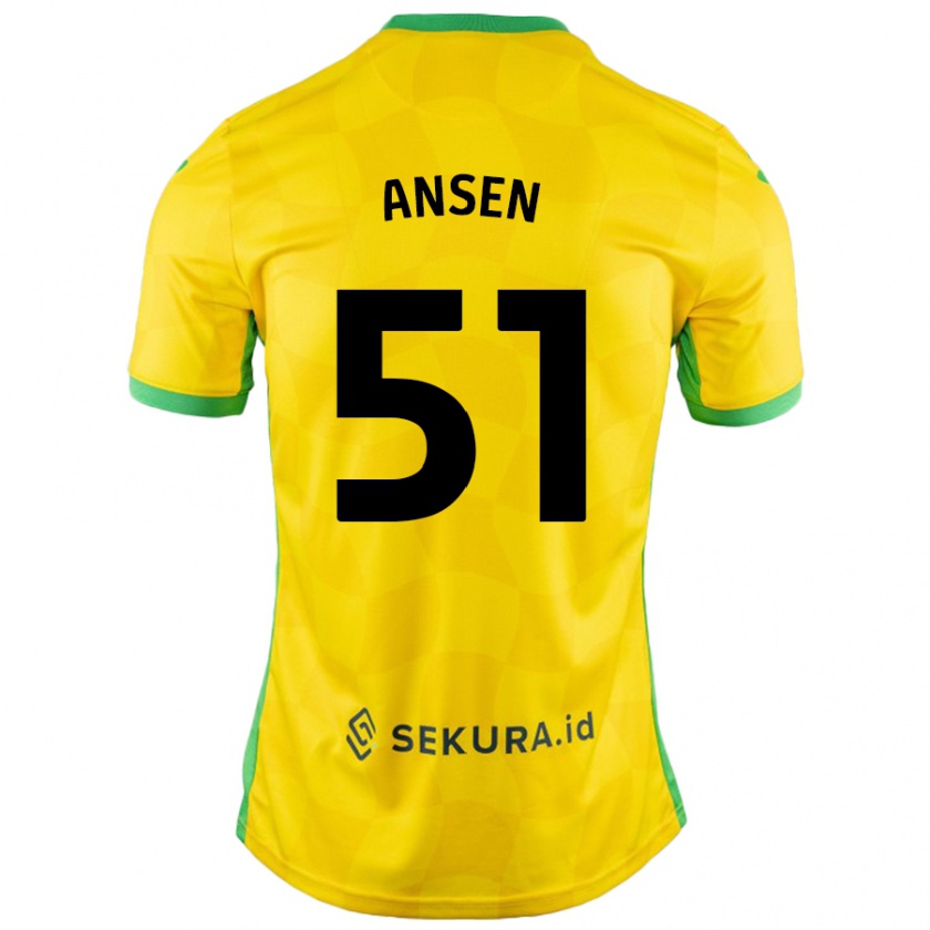 Kandiny Niño Camiseta Caleb Ansen #51 Amarillo Verde 1ª Equipación 2024/25 La Camisa Chile