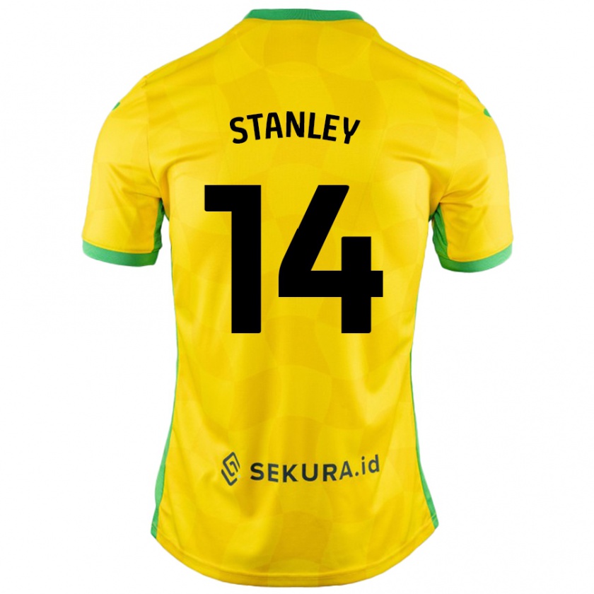 Kandiny Niño Camiseta Kathryn Stanley #14 Amarillo Verde 1ª Equipación 2024/25 La Camisa Chile