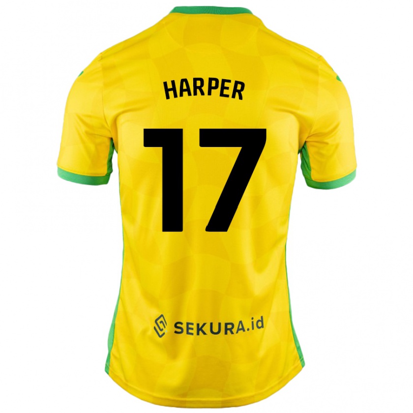 Kandiny Niño Camiseta Jess Harper #17 Amarillo Verde 1ª Equipación 2024/25 La Camisa Chile