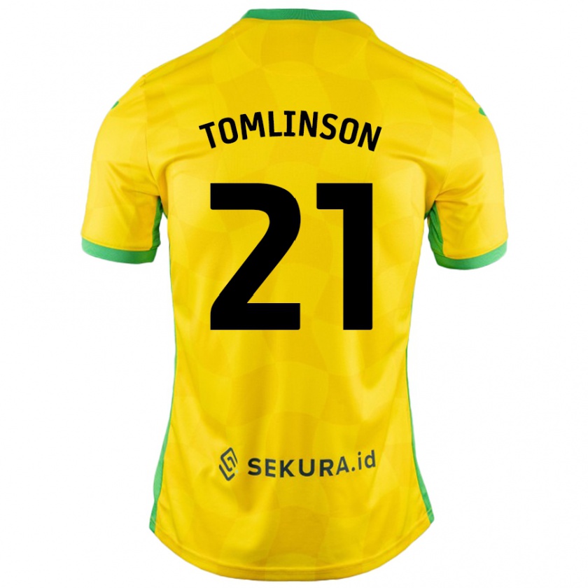 Kandiny Niño Camiseta Lauren Tomlinson #21 Amarillo Verde 1ª Equipación 2024/25 La Camisa Chile