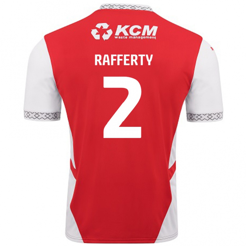 Kandiny Niño Camiseta Joe Rafferty #2 Rojo Blanco 1ª Equipación 2024/25 La Camisa Chile