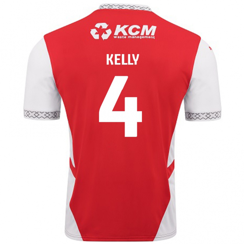 Kandiny Niño Camiseta Liam Kelly #4 Rojo Blanco 1ª Equipación 2024/25 La Camisa Chile