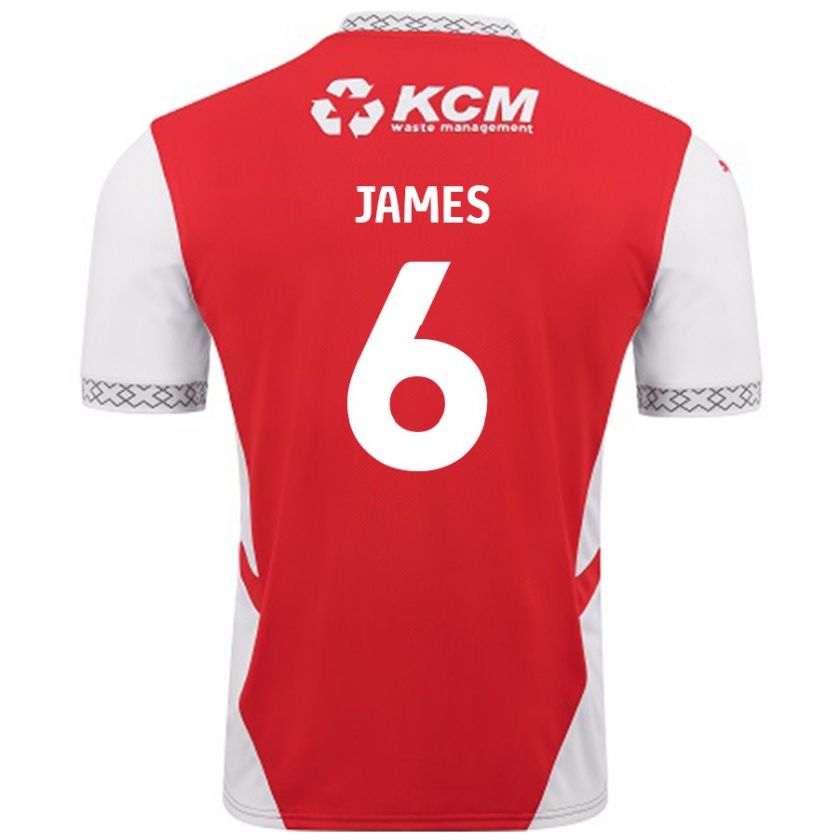 Kandiny Niño Camiseta Reece James #6 Rojo Blanco 1ª Equipación 2024/25 La Camisa Chile