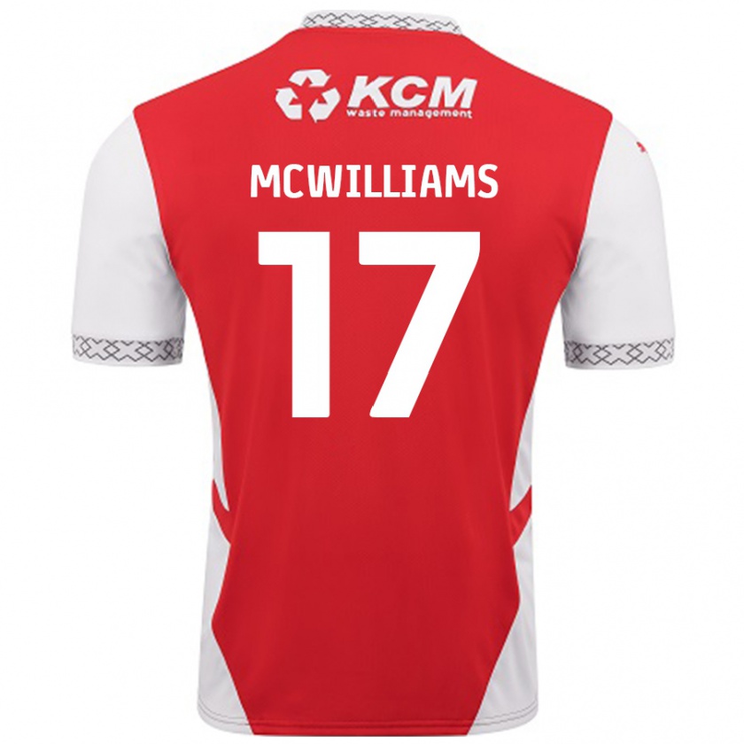 Kandiny Niño Camiseta Shaun Mcwilliams #17 Rojo Blanco 1ª Equipación 2024/25 La Camisa Chile