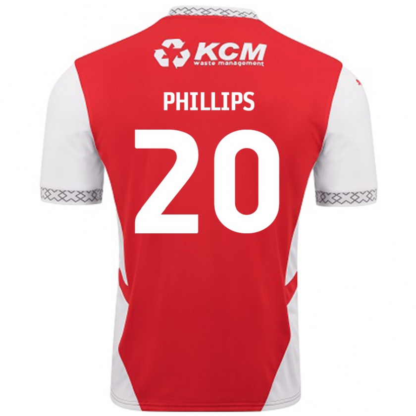 Kandiny Niño Camiseta Dillon Phillips #20 Rojo Blanco 1ª Equipación 2024/25 La Camisa Chile