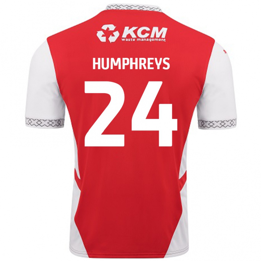 Kandiny Niño Camiseta Cameron Humphreys #24 Rojo Blanco 1ª Equipación 2024/25 La Camisa Chile