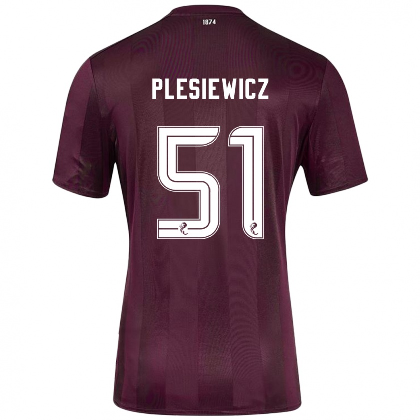 Kandiny Niño Camiseta Szymon Plesiewicz #51 Borgoña 1ª Equipación 2024/25 La Camisa Chile