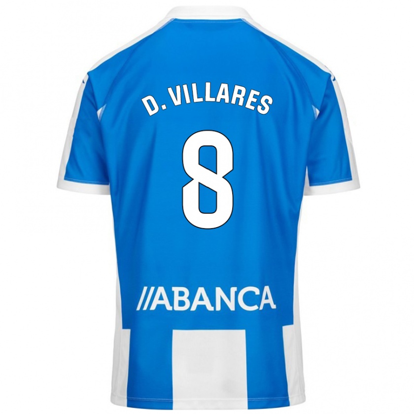 Kandiny Niño Camiseta Diego Villares #8 Azul Blanco 1ª Equipación 2024/25 La Camisa Chile