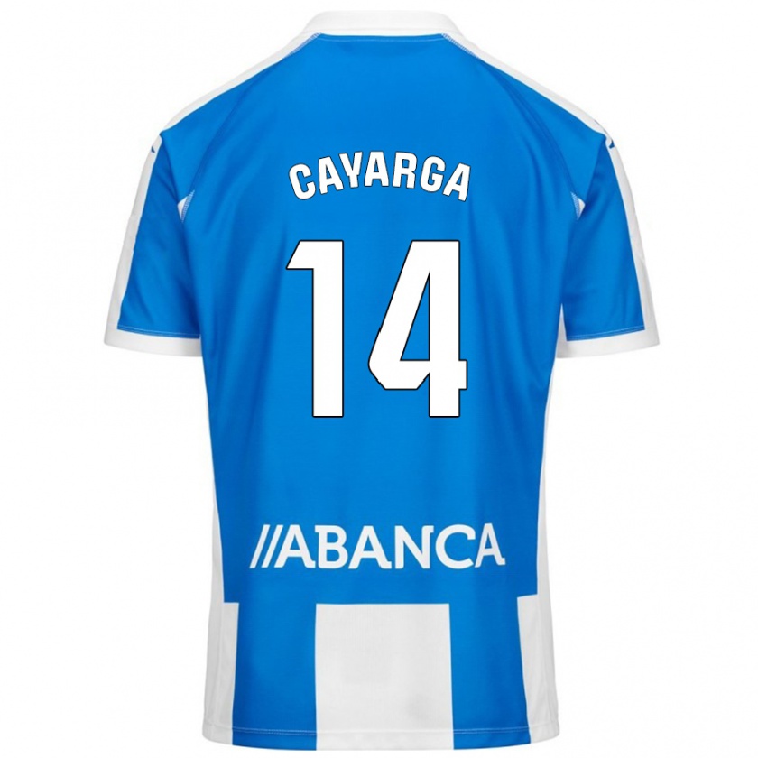 Kandiny Niño Camiseta Berto Cayarga #14 Azul Blanco 1ª Equipación 2024/25 La Camisa Chile