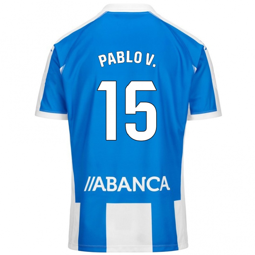 Kandiny Niño Camiseta Pablo Vázquez #15 Azul Blanco 1ª Equipación 2024/25 La Camisa Chile