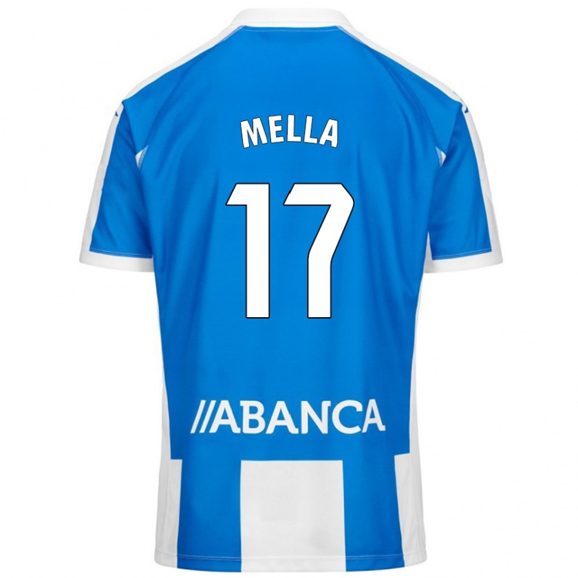 Kandiny Niño Camiseta David Mella #17 Azul Blanco 1ª Equipación 2024/25 La Camisa Chile