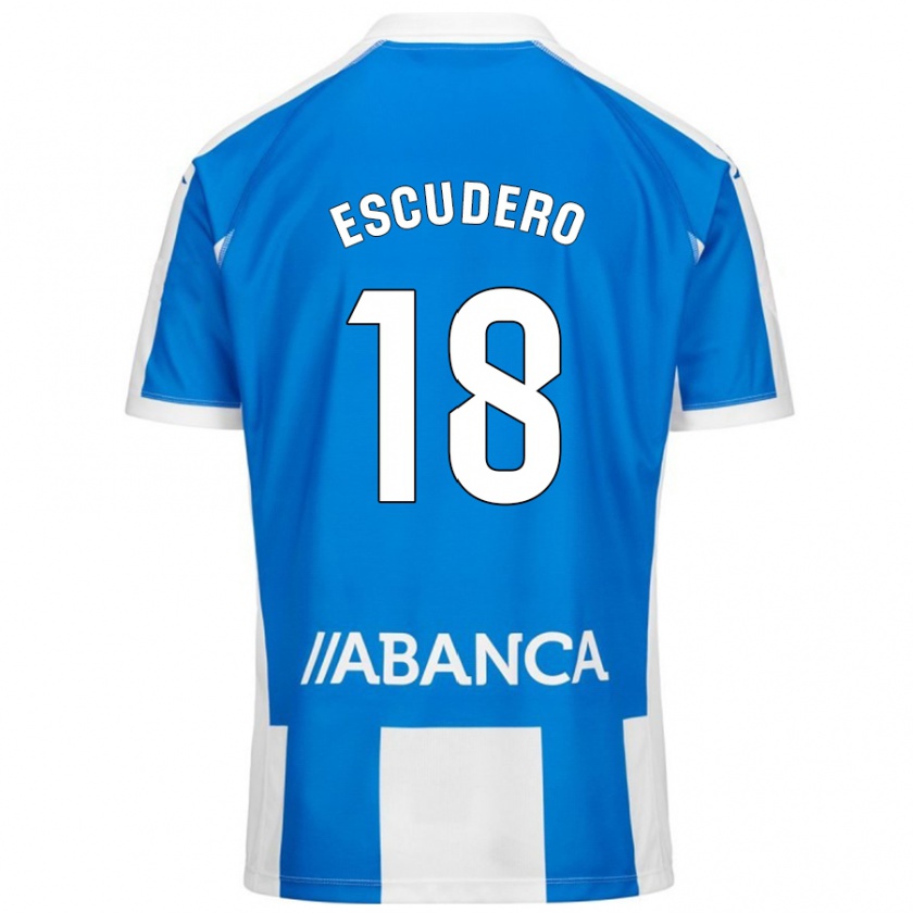 Kandiny Niño Camiseta Sergio Escudero #18 Azul Blanco 1ª Equipación 2024/25 La Camisa Chile