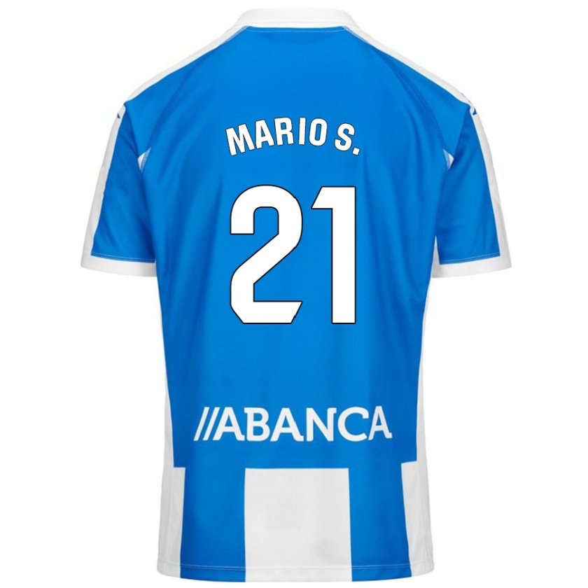 Kandiny Niño Camiseta Mario Soriano #21 Azul Blanco 1ª Equipación 2024/25 La Camisa Chile