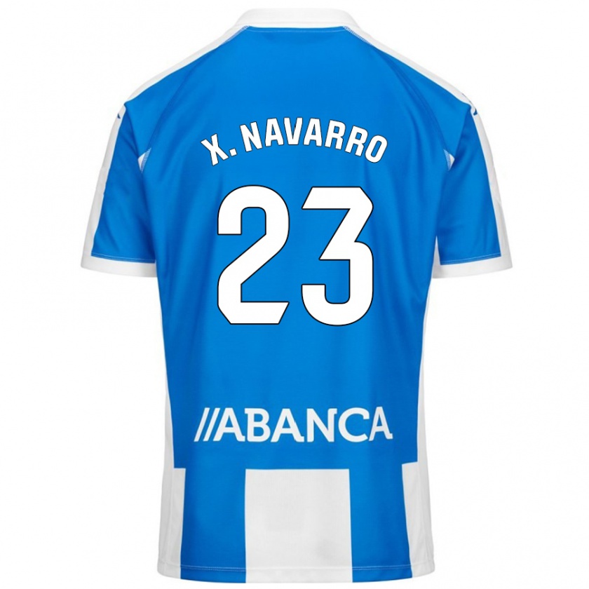 Kandiny Niño Camiseta Ximo Navarro #23 Azul Blanco 1ª Equipación 2024/25 La Camisa Chile