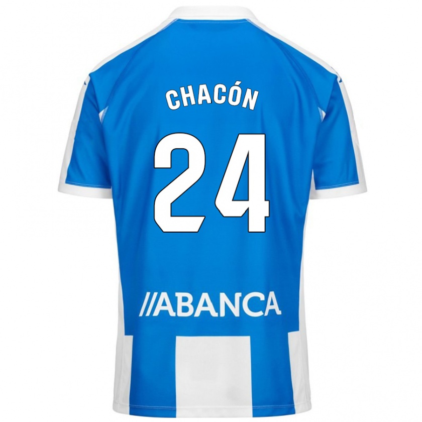 Kandiny Niño Camiseta Luis Chacón #24 Azul Blanco 1ª Equipación 2024/25 La Camisa Chile